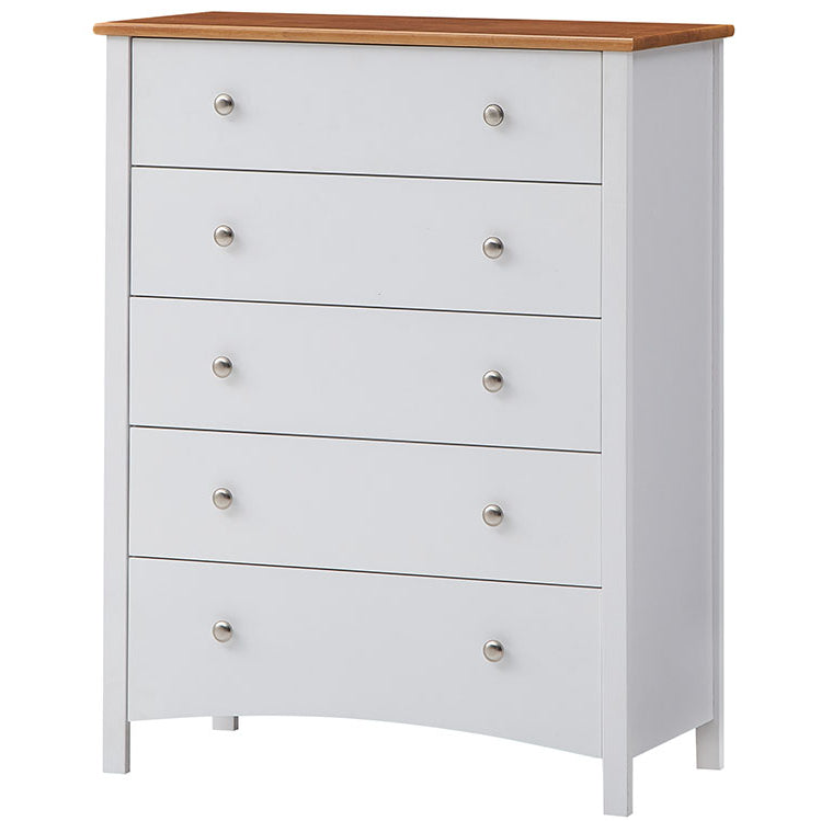 Batesford_Tallboy_5_Chest_Of_Drawers_Solid_Rubber_Wood_Bed_Storage_Cabinet_White_IMAGE_1