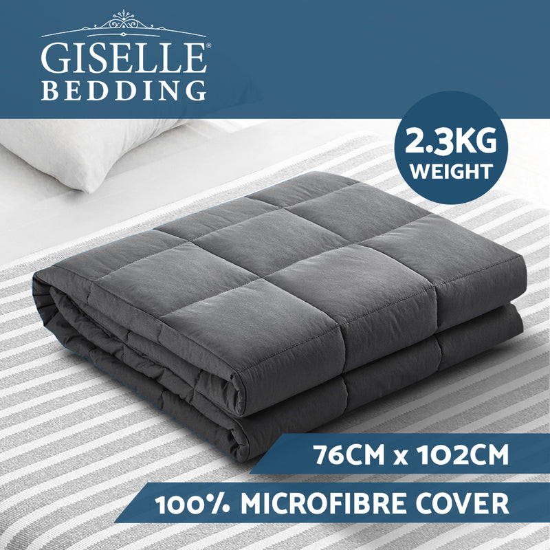Weighted Blanket Kids 2.3KG Heavy Gravity Blankets Microfibre Cover Comfort Calming Deep Relax Better Sleep Grey Image 3 - wblanket-ct-2300