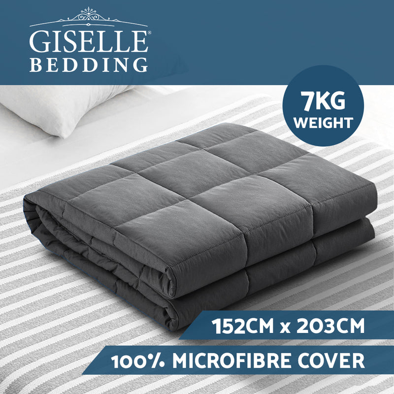 Weighted Blanket Adult 7KG Heavy Gravity Blankets Microfibre Cover Glass Beads Calming Sleep Anxiety Relief Grey Image 2 - wblanket-ct-7kg