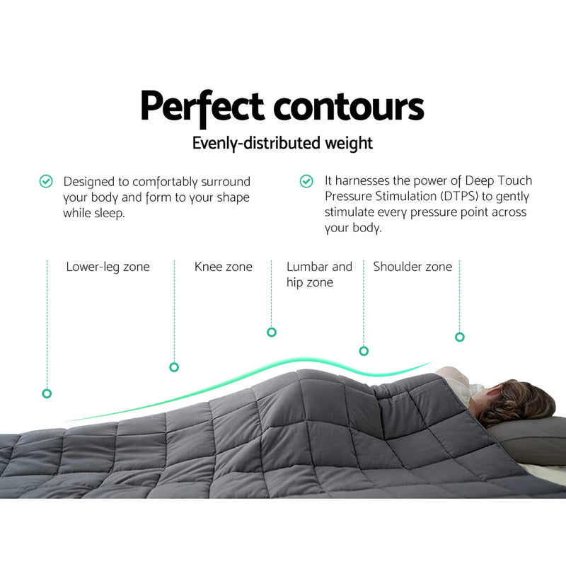 Weighted Blanket Adult 7KG Heavy Gravity Blankets Microfibre Cover Glass Beads Calming Sleep Anxiety Relief Grey Image 4 - wblanket-ct-7kg