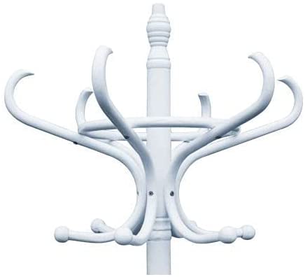 CARLA HOME White Coat Rack with Stand Wooden Hat and 12 Hooks Hanger Walnut tree Image 2 - v178-13372