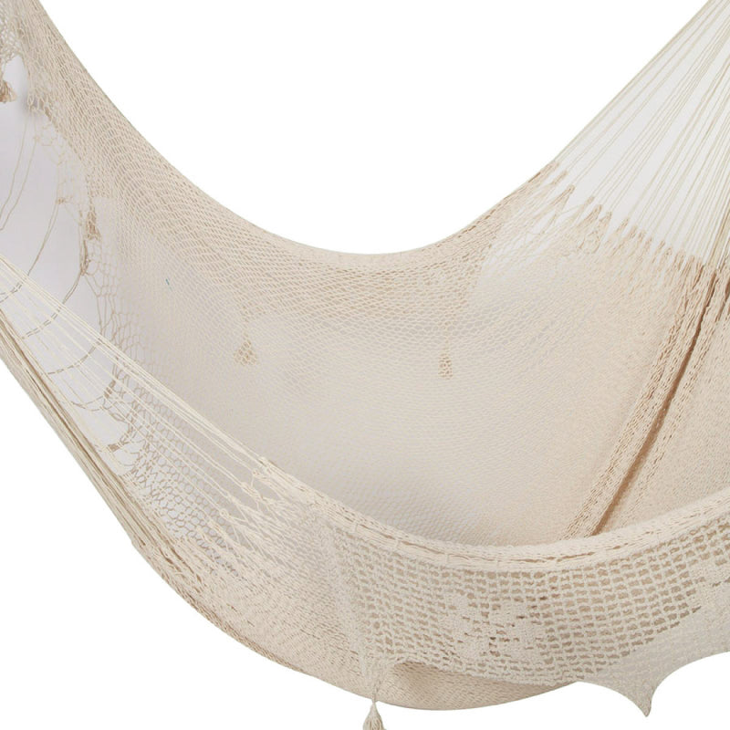 Deluxe Outdoor Cotton Mexican Hammock in Cream Colour King Size Image 11 - v97-tdk-cream